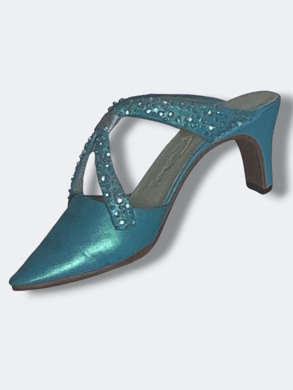 Vintage Miniature Collectible High Heel Shoe Retired LTD Edition 2000 Blue Teal